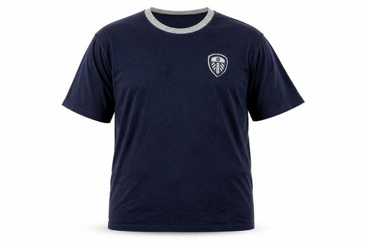 Front view of LUFC Men's Blue Ringer T-Shirt - 2XL
