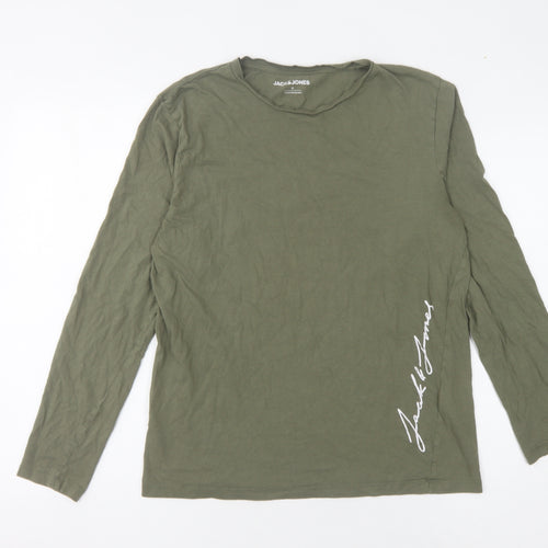 Jack & Jones Men's M Green Long Sleeve T-Shirt