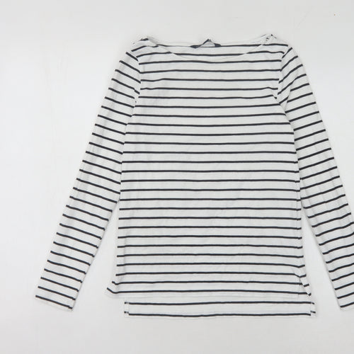 French Connection Women's White Striped Long Sleeve T-Shirt