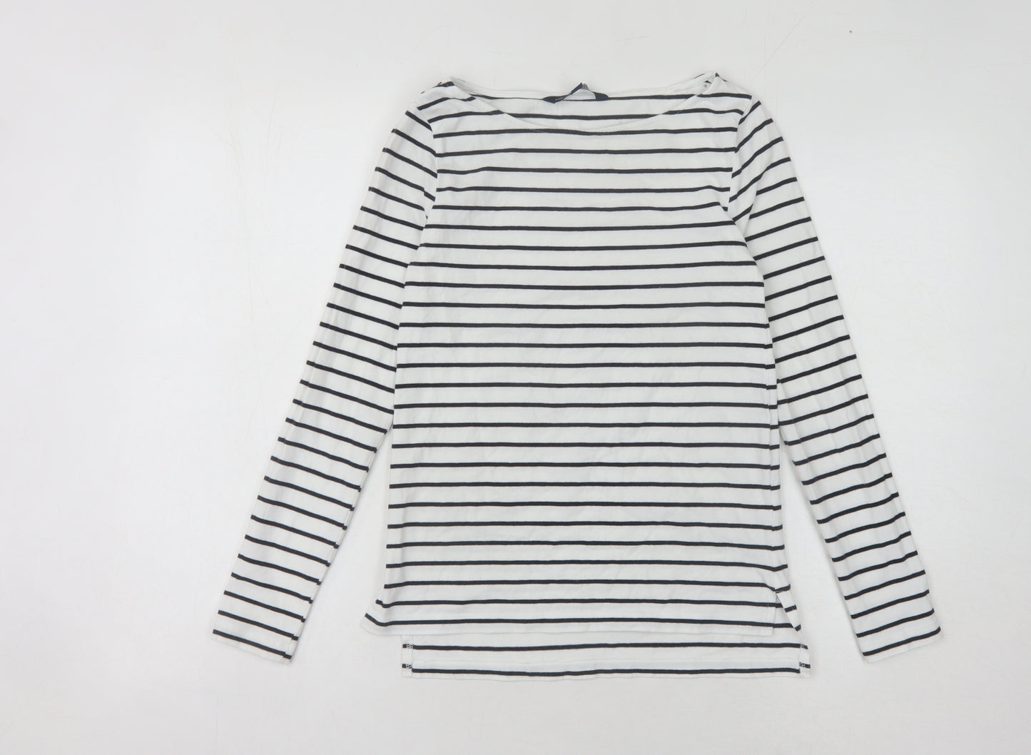 French Connection Women's White Striped Long Sleeve T-Shirt