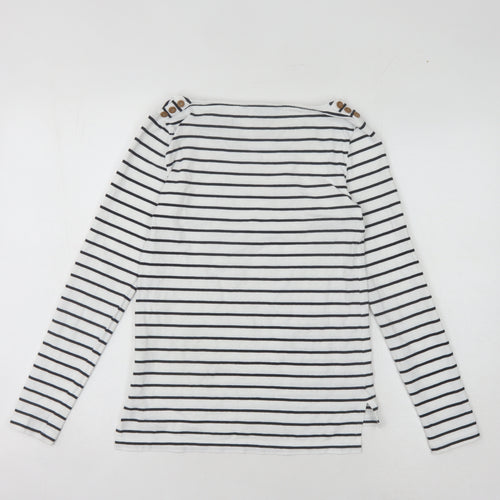French Connection Women's White Striped Long Sleeve T-Shirt