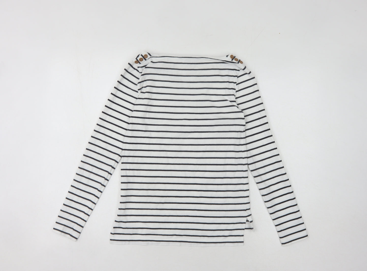 French Connection Women's White Striped Long Sleeve T-Shirt