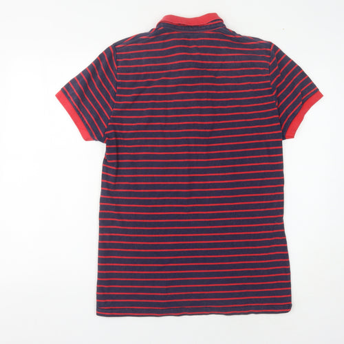 French Connection Men's Red Striped Polo, M, Short Sleeve