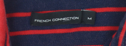 French Connection Men's Red Striped Polo, M, Short Sleeve