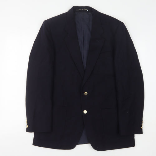 The Label Men's Blue Wool Blazer 40R Classic Formal