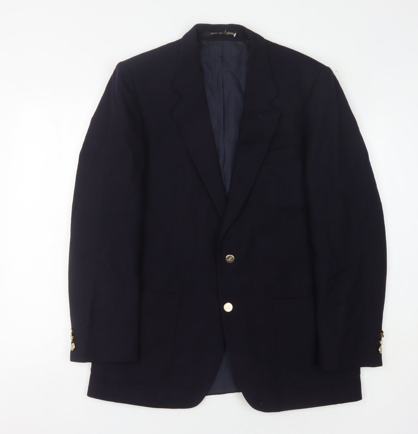 The Label Men's Blue Wool Blazer 40R Classic Formal