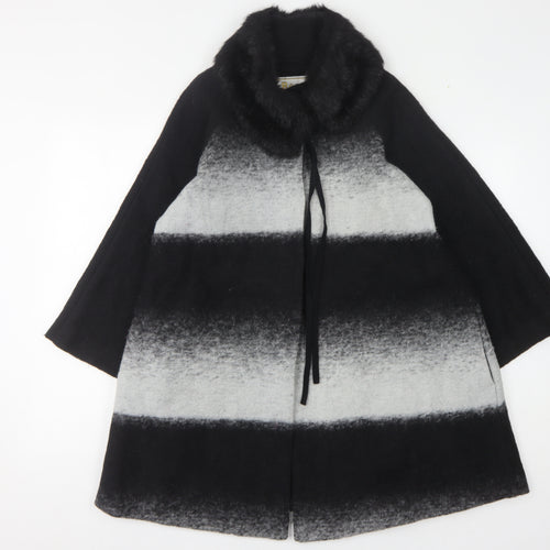 Roman Originals Women Black Wool Blend Cape Coat M