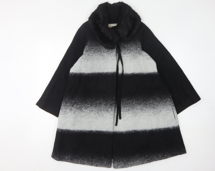 Roman Originals Women Black Wool Blend Cape Coat M