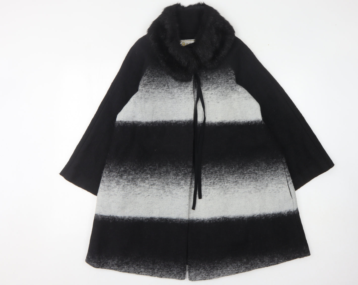Roman Originals Women Black Wool Blend Cape Coat M