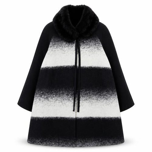 Roman Originals Women Black Wool Blend Cape Coat M