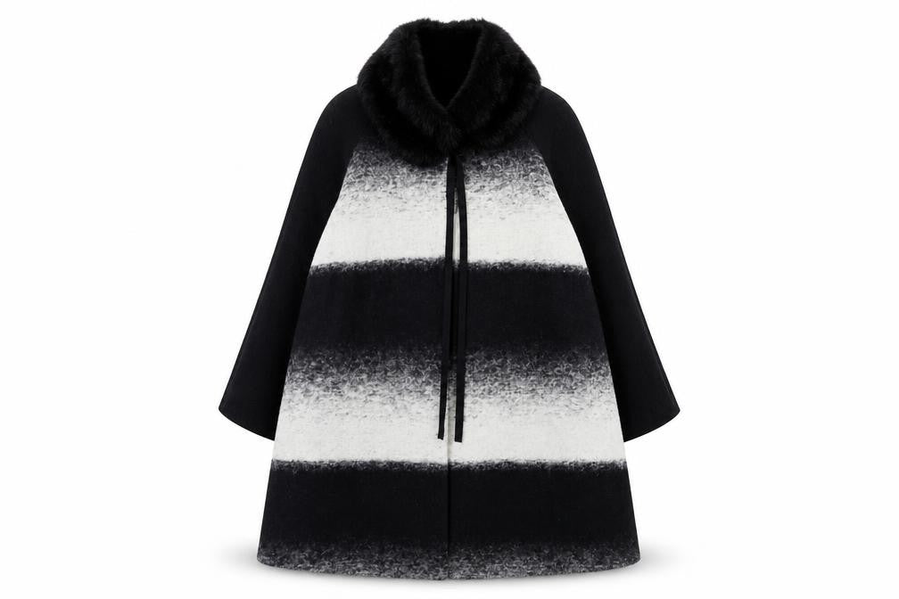 Roman Originals Women Black Wool Blend Cape Coat M
