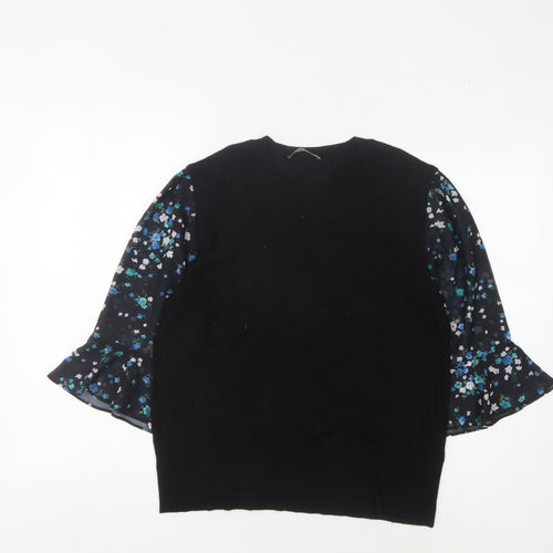 Oasis Women's Black Floral Pullover, L - Elegant Style