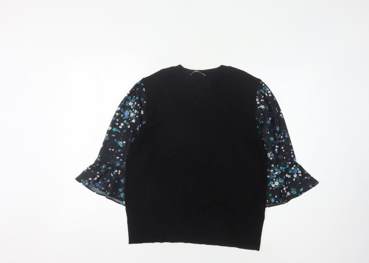 Oasis Women's Black Floral Pullover, L - Elegant Style