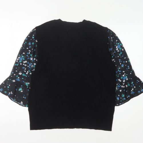 Oasis Women's Black Floral Pullover, L - Elegant Style