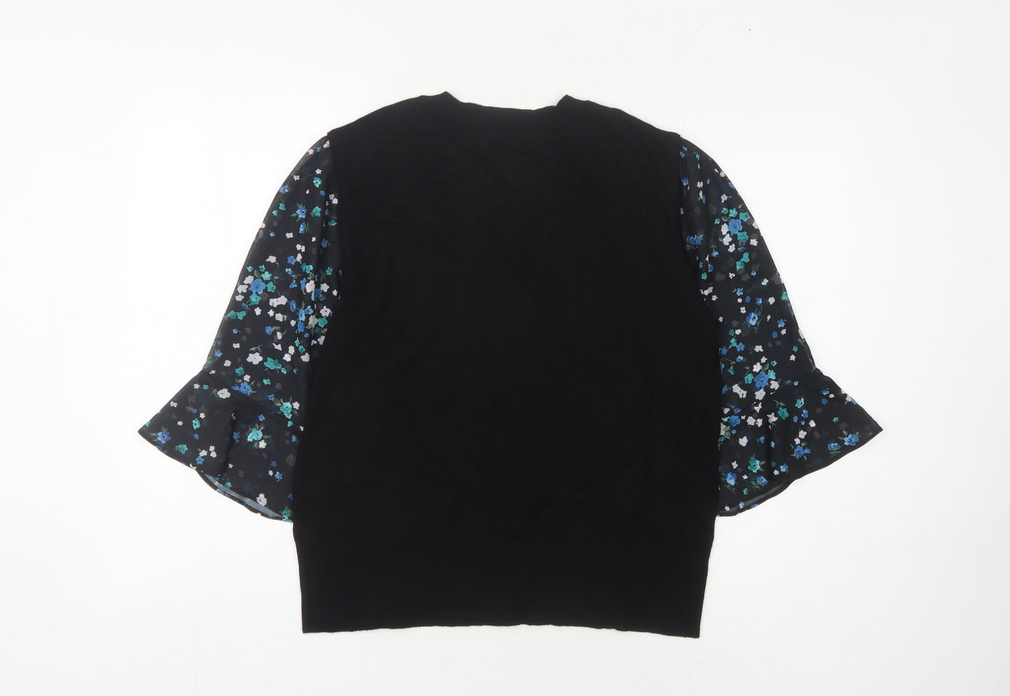 Oasis Women's Black Floral Pullover, L - Elegant Style