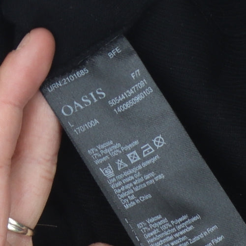 Oasis Women's Black Floral Pullover, L - Elegant Style