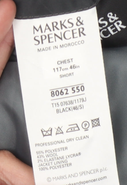 Marks & Spencer Men's Black Suit Jacket, 46S, Formal