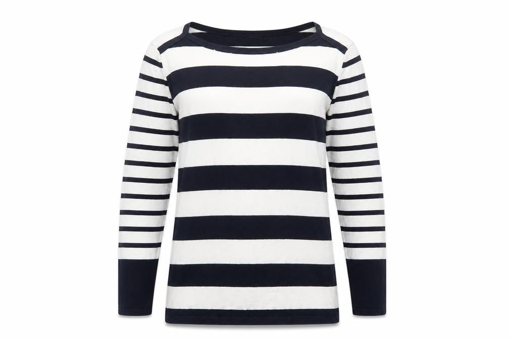 Front view of Tommy Hilfiger Women's Black Striped Jumper L