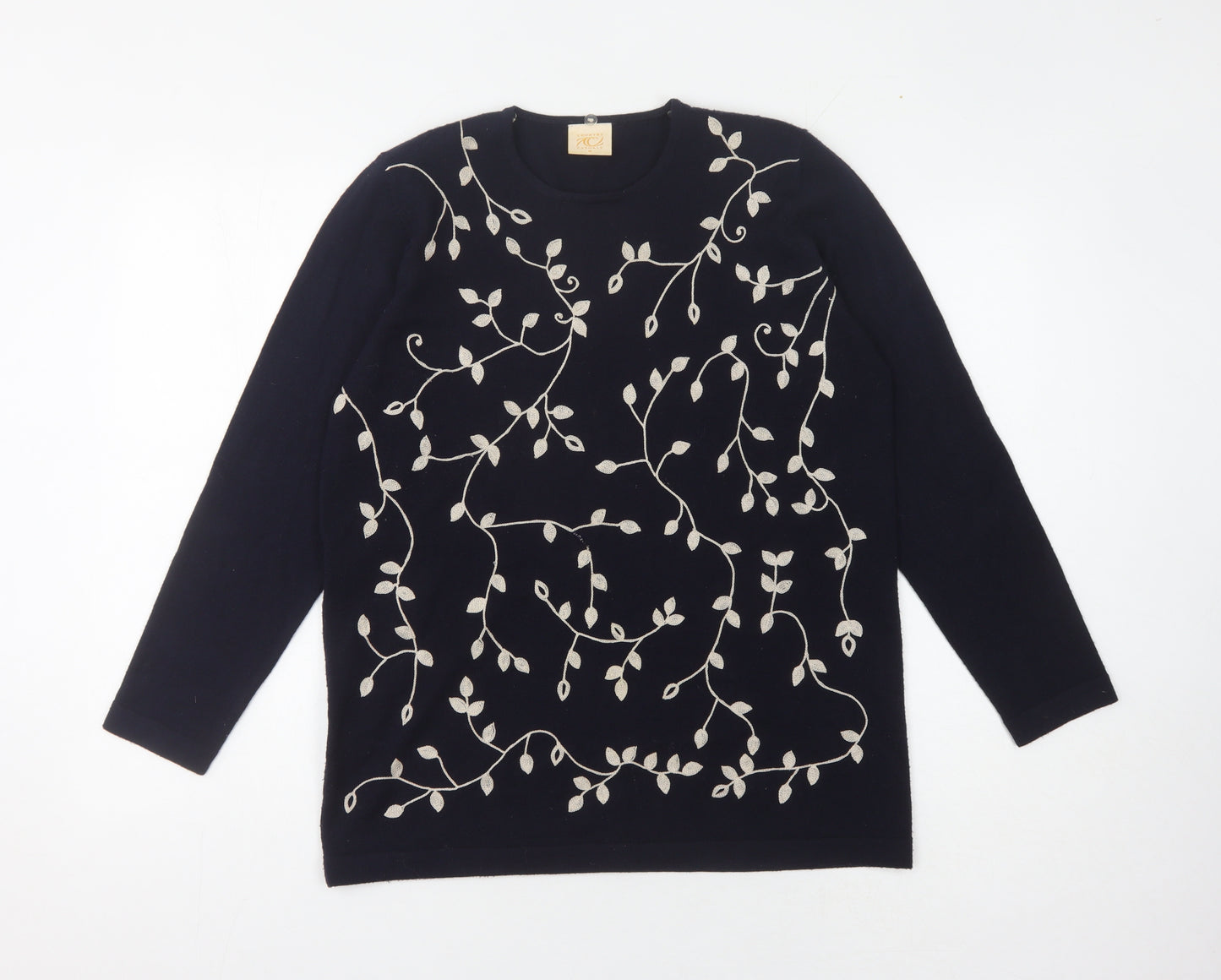 Country Casuals Women's Black Floral Pullover Jumper M