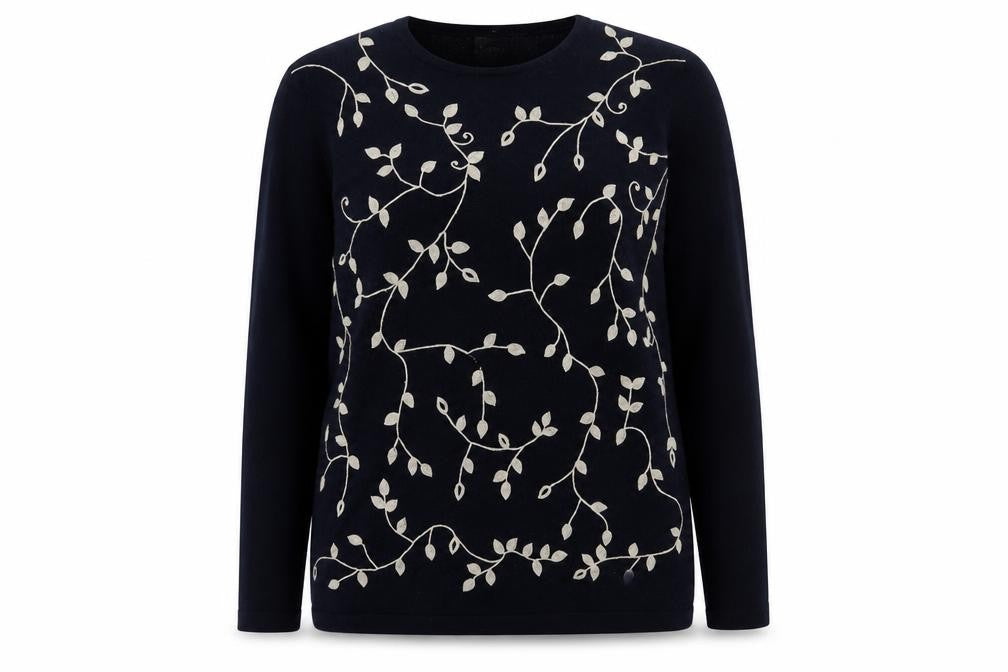 Front view of Country Casuals Women's Black Floral jumper M