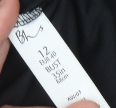 BHS Women's Black 3/4 Bell Sleeve Blouse Size 12