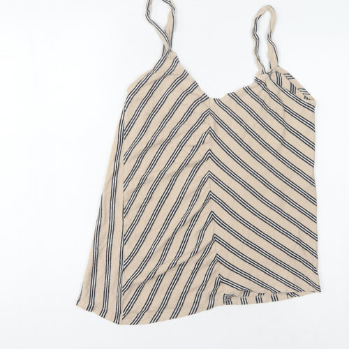 Pull&Bear Women's Beige Striped Camisole Tank - Size S