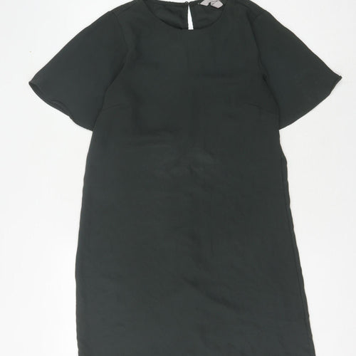 H&M Women's Green Shift Dress - Size 8, Short Sleeve