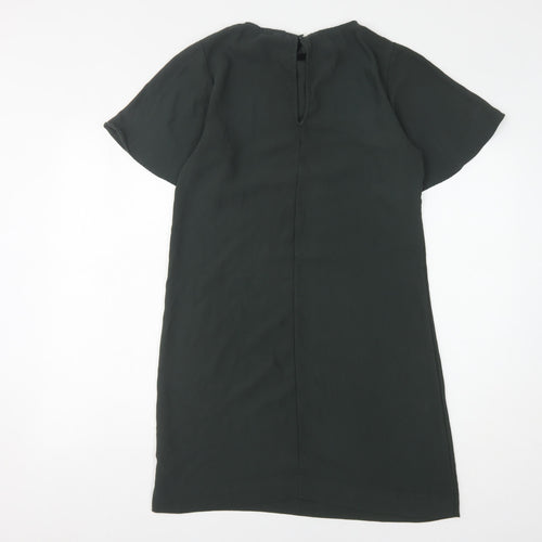 H&M Women's Green Shift Dress - Size 8, Short Sleeve