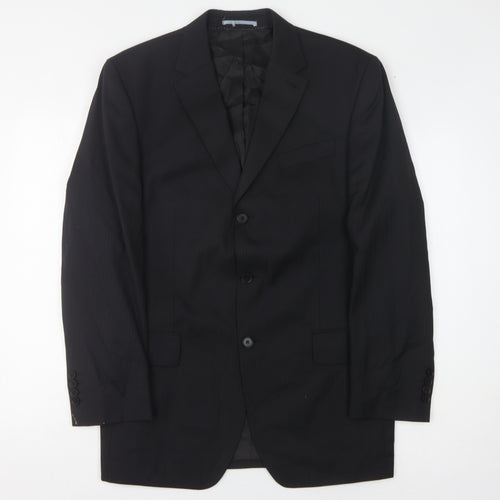Next Men's Black Striped Wool Blazer 40R