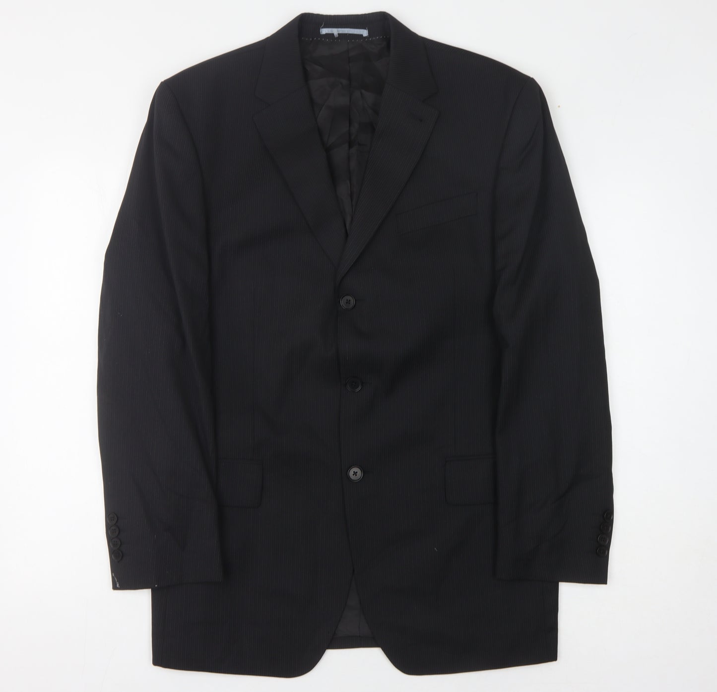 Next Men's Black Striped Wool Blazer 40R