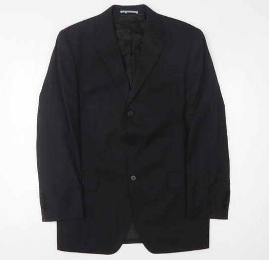 Next Men's Black Striped Wool Blazer 40R