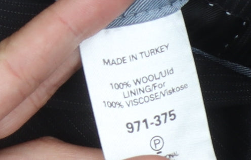 Next Men's Black Striped Wool Blazer 40R