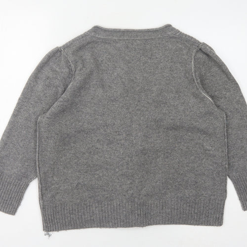 Next Women's Grey V-Neck Cardigan, Size 18, Wool Blend