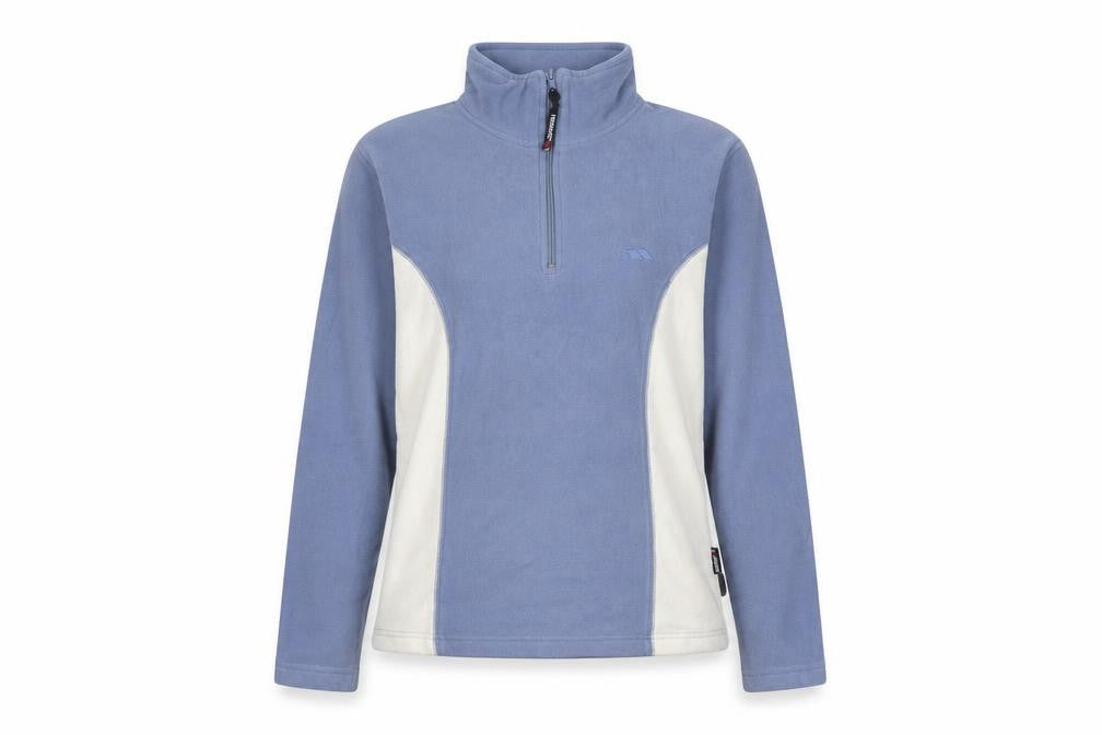 Front view of Trespass Women's Blue Small 1/2 Zip Fleece Pullover