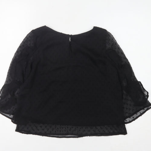 H&M Girls Black Blouse, 3/4 Sleeve, Lightweight, 10-11 Years