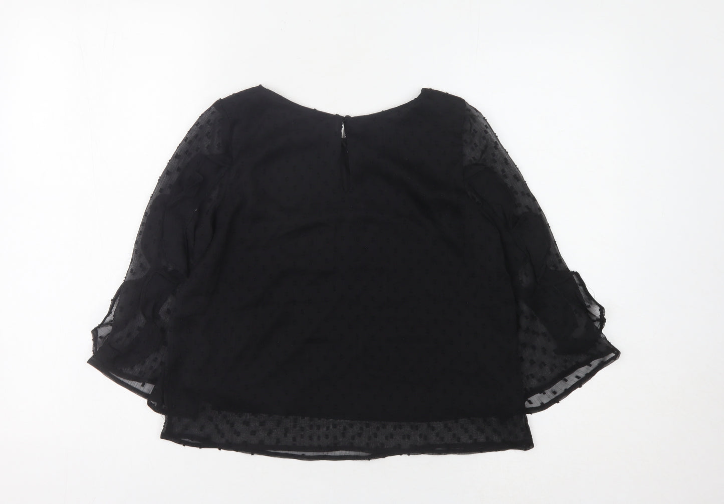 H&M Girls Black Blouse, 3/4 Sleeve, Lightweight, 10-11 Years