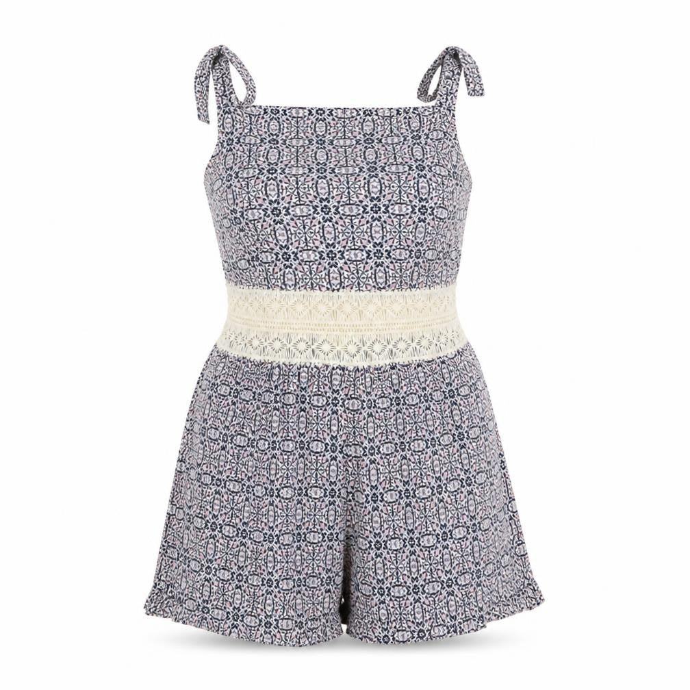 Front view of Miss Selfridge Women's Floral Playsuit, size 10, Petites