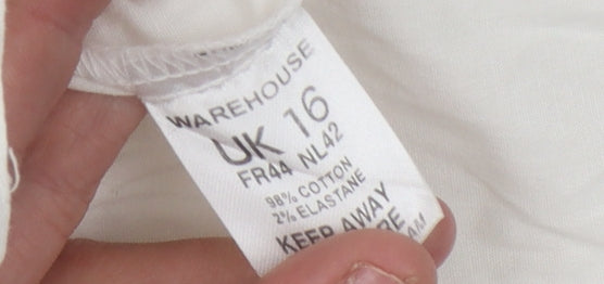 Warehouse Women's White Collared Blouse Size 16