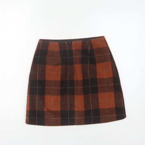 New Look Women's Brown Check Pencil Skirt, Size 6