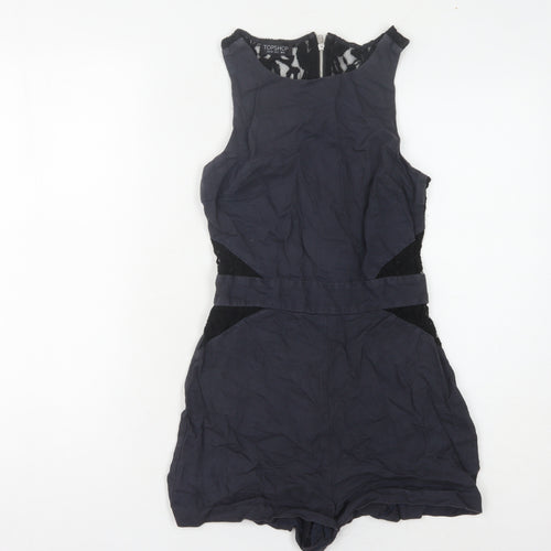 Topshop Women's Black Lace Playsuit, Size 6, Party Style