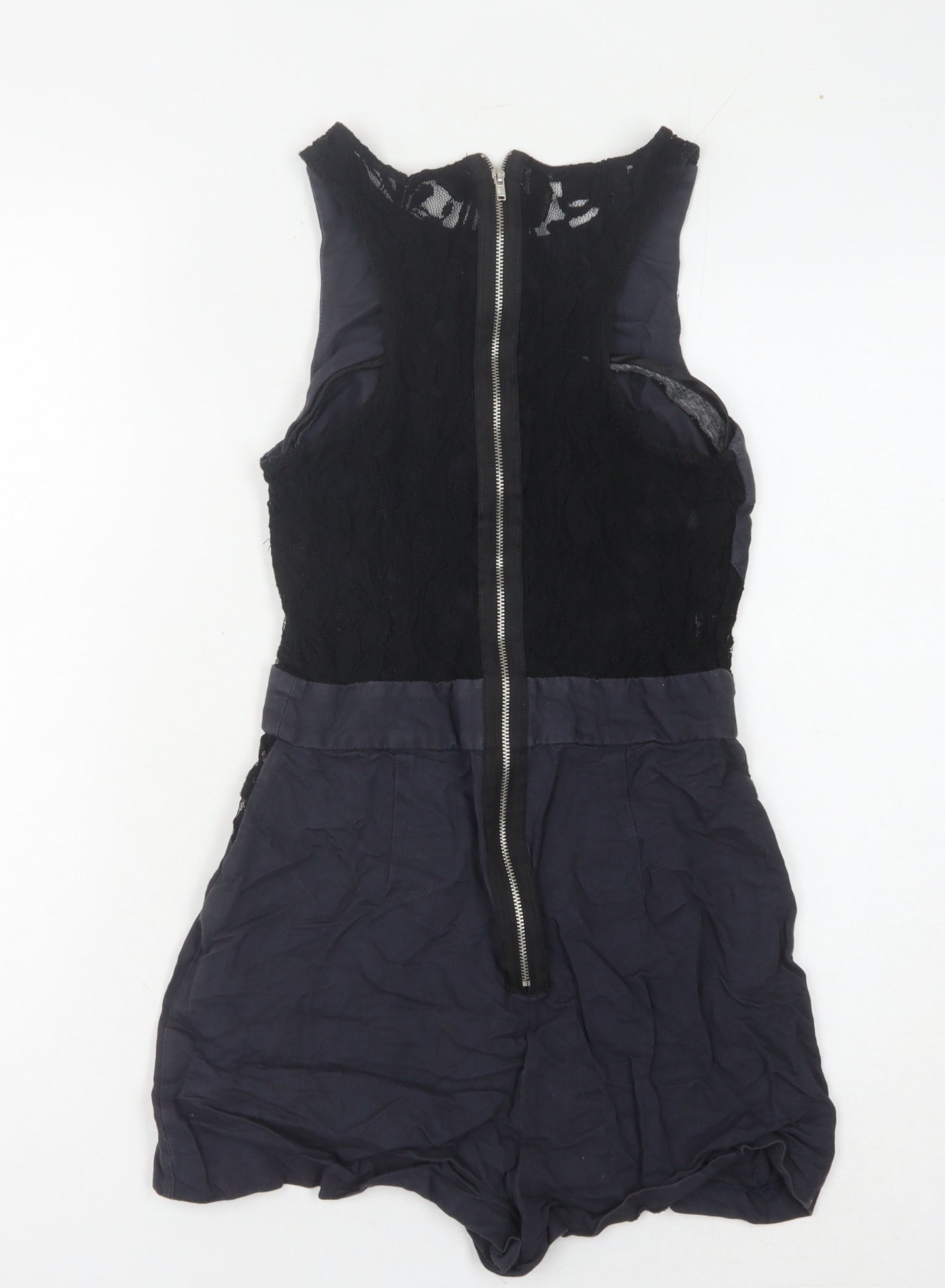 Topshop Women's Black Lace Playsuit, Size 6, Party Style