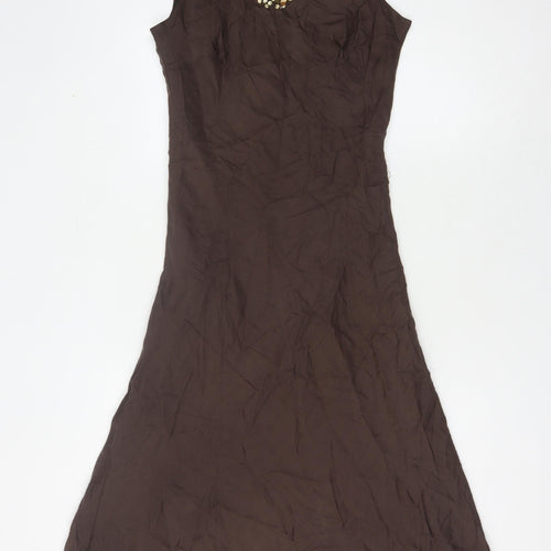 Ailleurs Women's Brown Silk A-Line Dress Size 8