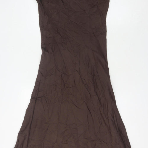Ailleurs Women's Brown Silk A-Line Dress Size 8