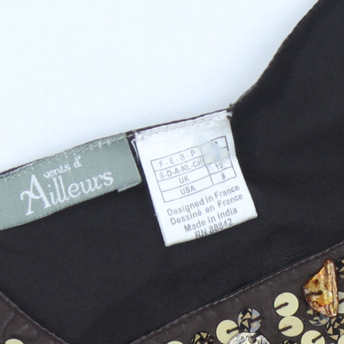 Ailleurs Women's Brown Silk A-Line Dress Size 8