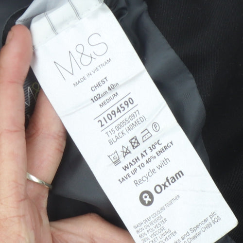 Marks and Spencer Men's Black Blazer - Medium, Regular Fit