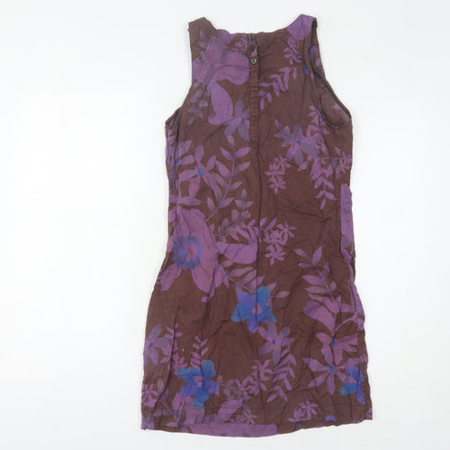 Warehouse Women's Brown Purple Floral Shift Dress 8