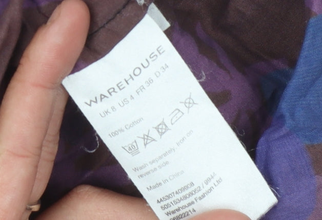 Warehouse Women's Brown Purple Floral Shift Dress 8