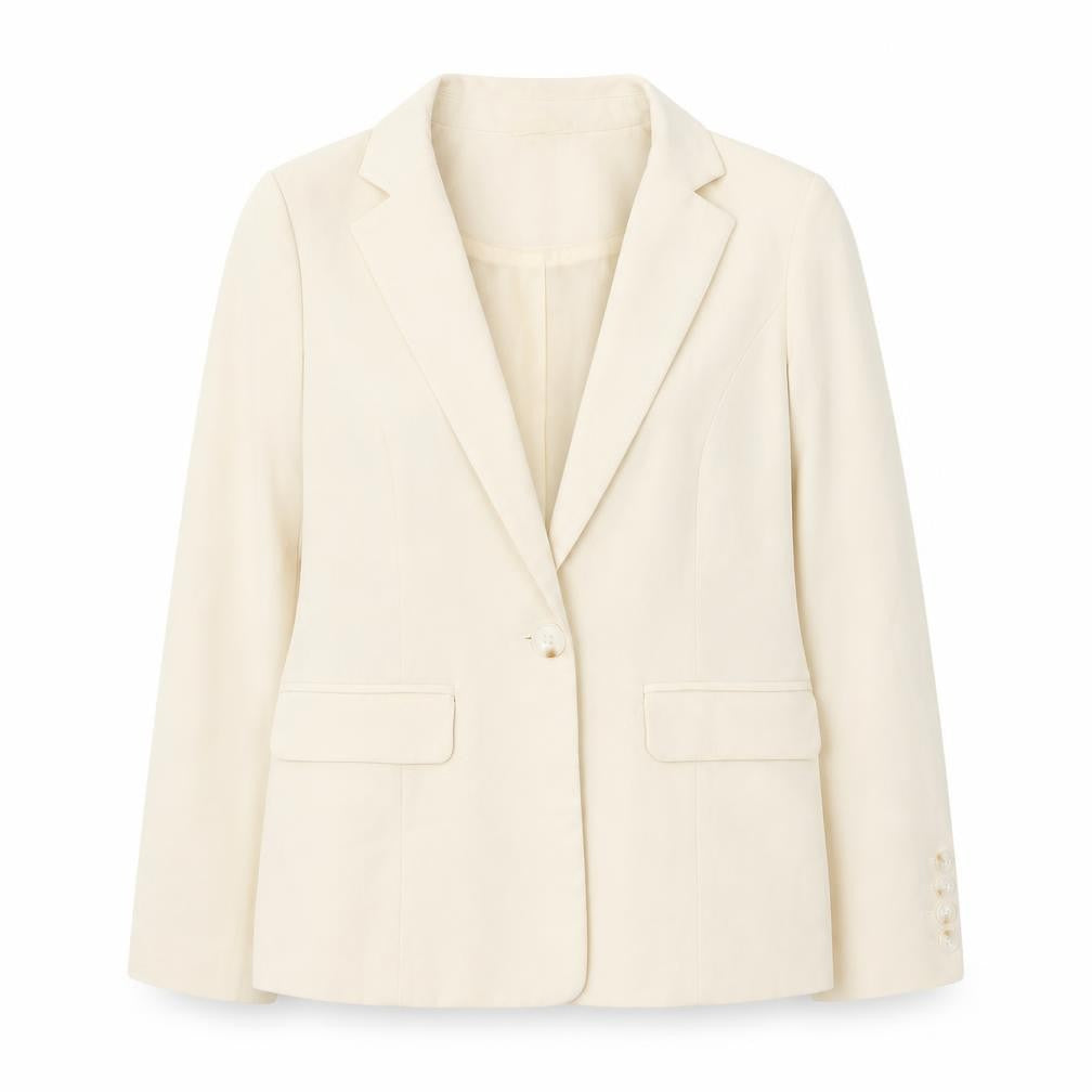 Front view of Miss Selfridge Women's Ivory Blazer, size 10, Lined Slim Fit