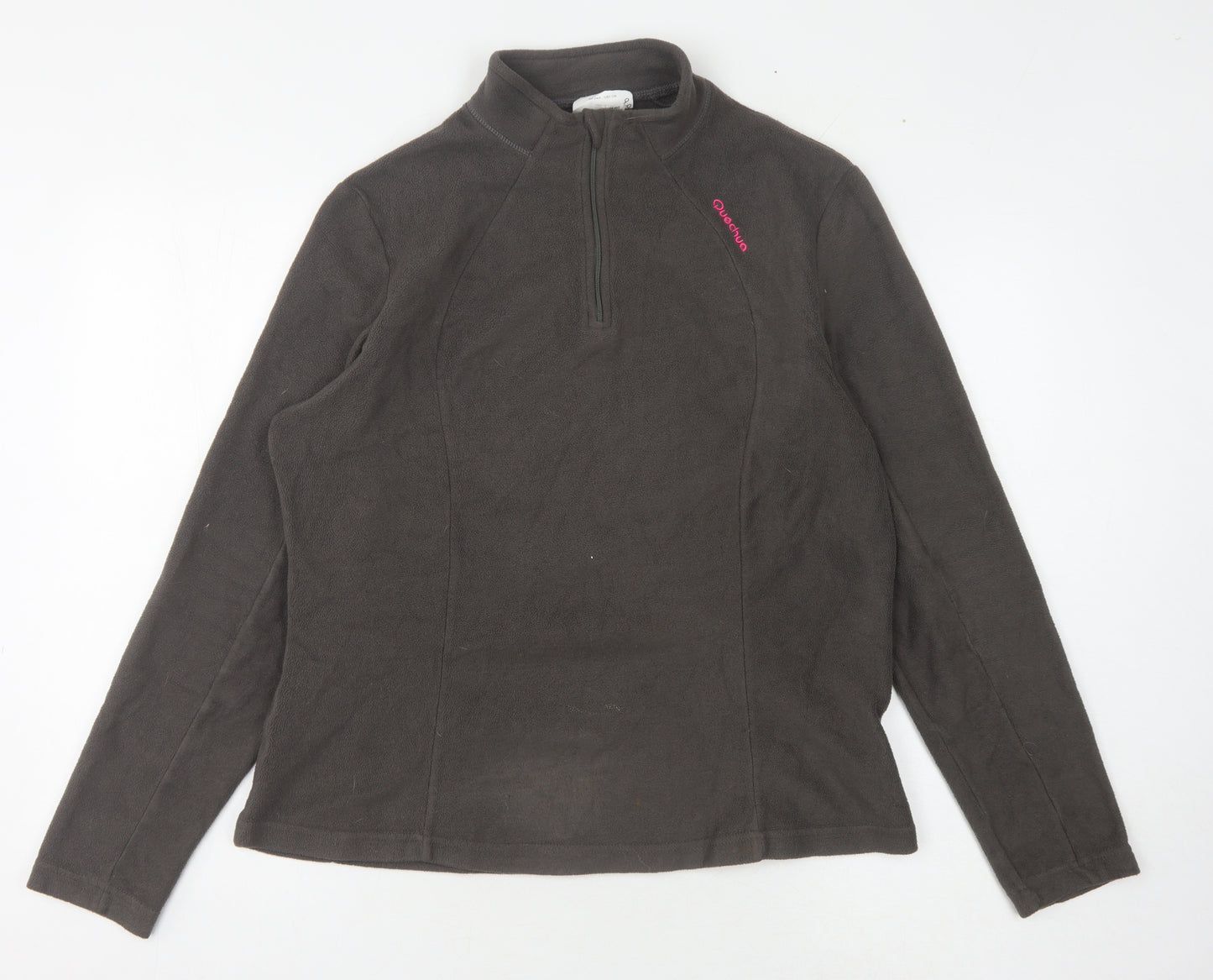 Quechua Women's Grey 1/4 Zip Fleece Sweatshirt Size 12