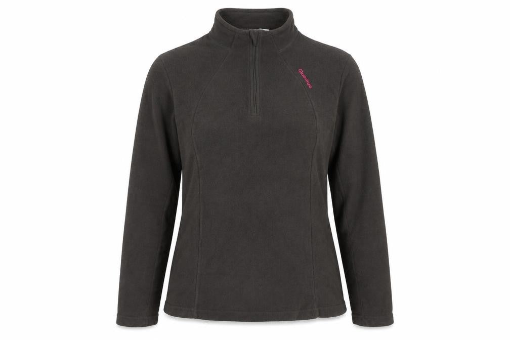Front view of Quechua Women's Grey 1/4 Zip Fleece Sweatshirt, size 12